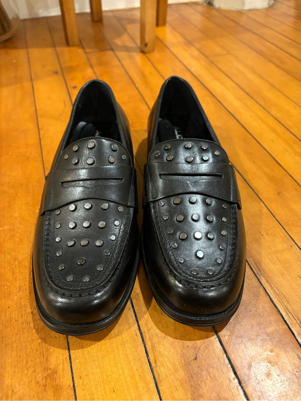 Aldo Black Studded Leather Penny Loafers men’s size 9